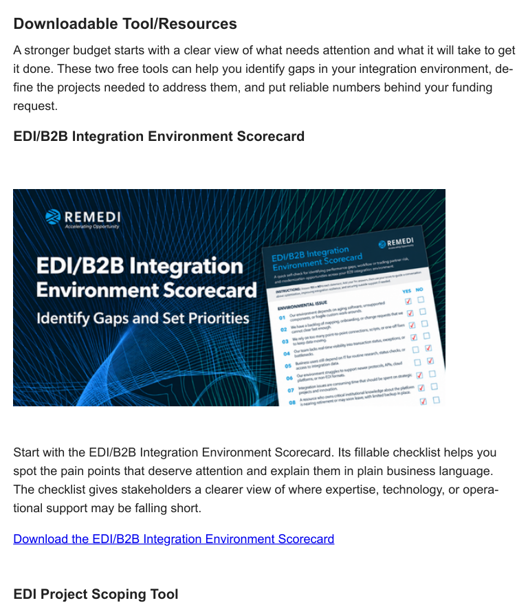 Downloadable tools: environment scorecard